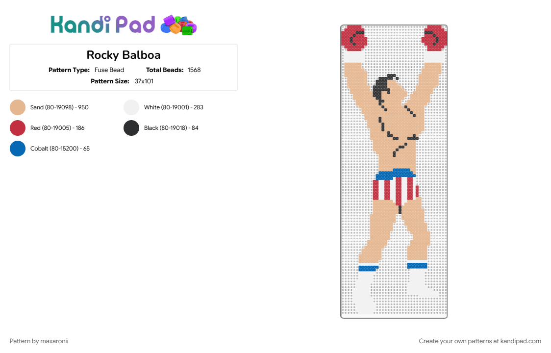 Rocky Balboa - Fuse Bead Pattern by maxaronii on Kandi Pad - 70s, beige, boxer, boxing, fighter, retro, rocky, sports, sylvester stallone