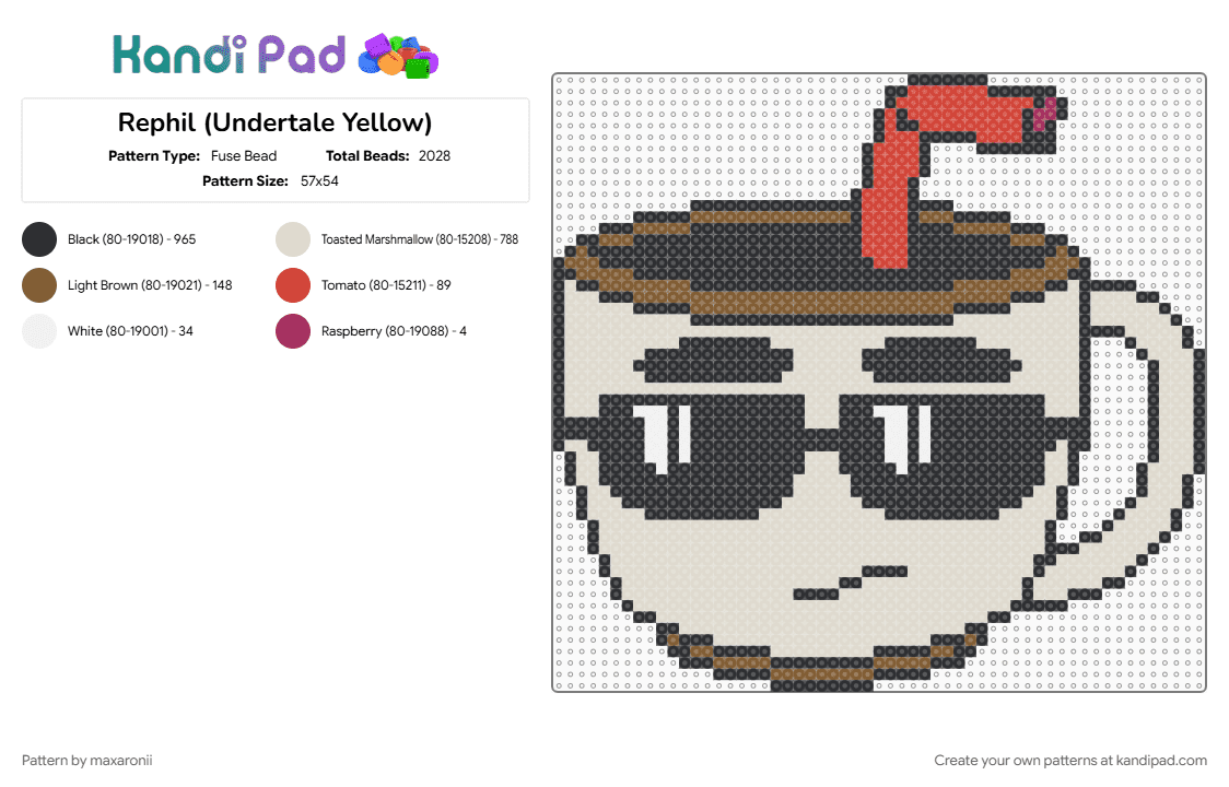 Rephil (Undertale Yellow) - Fuse Bead Pattern by maxaronii on Kandi Pad - beige, black, coffee, cup, drink, game sprite, gaming, rephil, undertale, undertale yellow