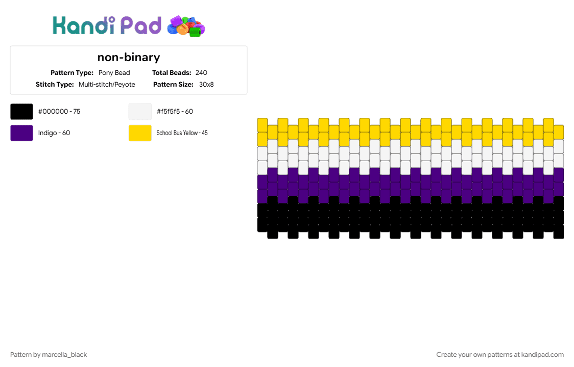 non-binary - Pony Bead Pattern by marcella_black on Kandi Pad - purple, yellow