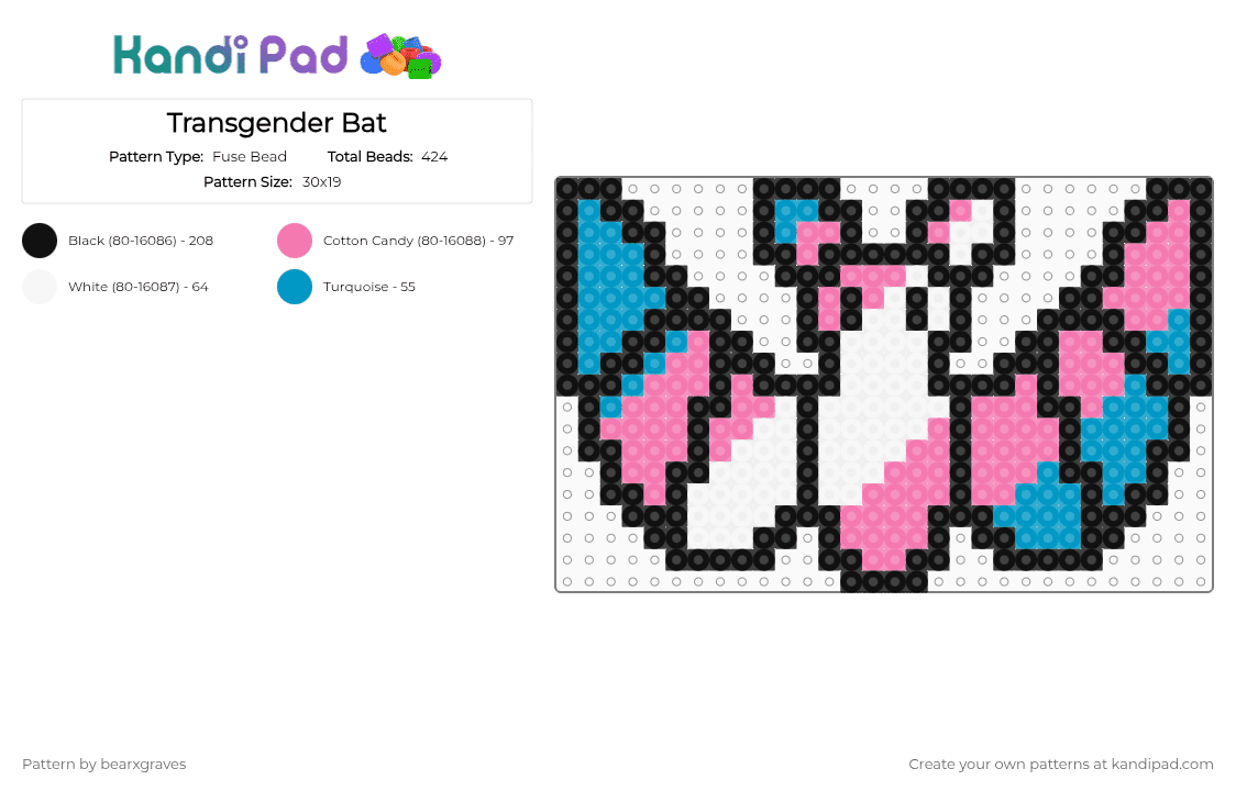 Transgender Bat - Fuse Bead Pattern by bearxgraves on Kandi Pad - 