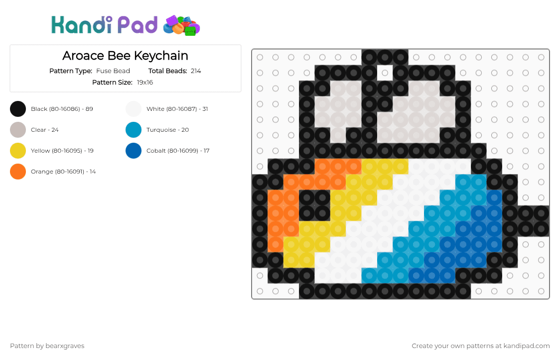 Aroace Bee Keychain - Fuse Bead Pattern by bearxgraves on Kandi Pad - beige,yellow,light blue,pride,bee,aroace