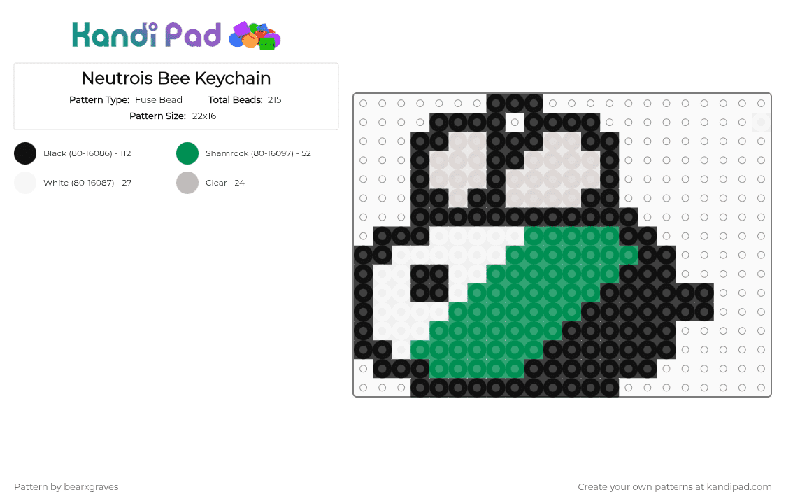Neutrois Bee Keychain - Fuse Bead Pattern by bearxgraves on Kandi Pad - beige,green,pride,bee,neutrois