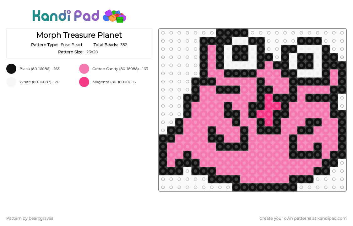 Morph Treasure Planet - Fuse Bead Pattern by bearxgraves on Kandi Pad - pink,cotdsquishy,treasure planet,disney