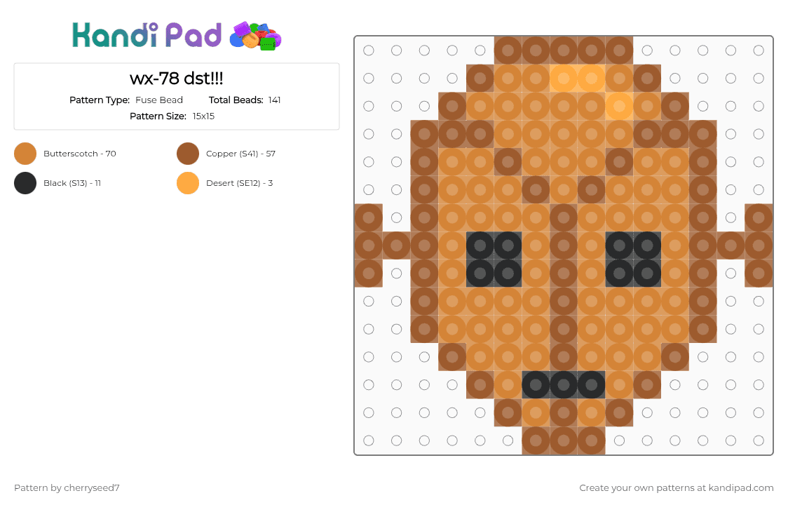wx-78 dst!!! - Fuse Bead Pattern by cherryseed7 on Kandi Pad - orange, tan