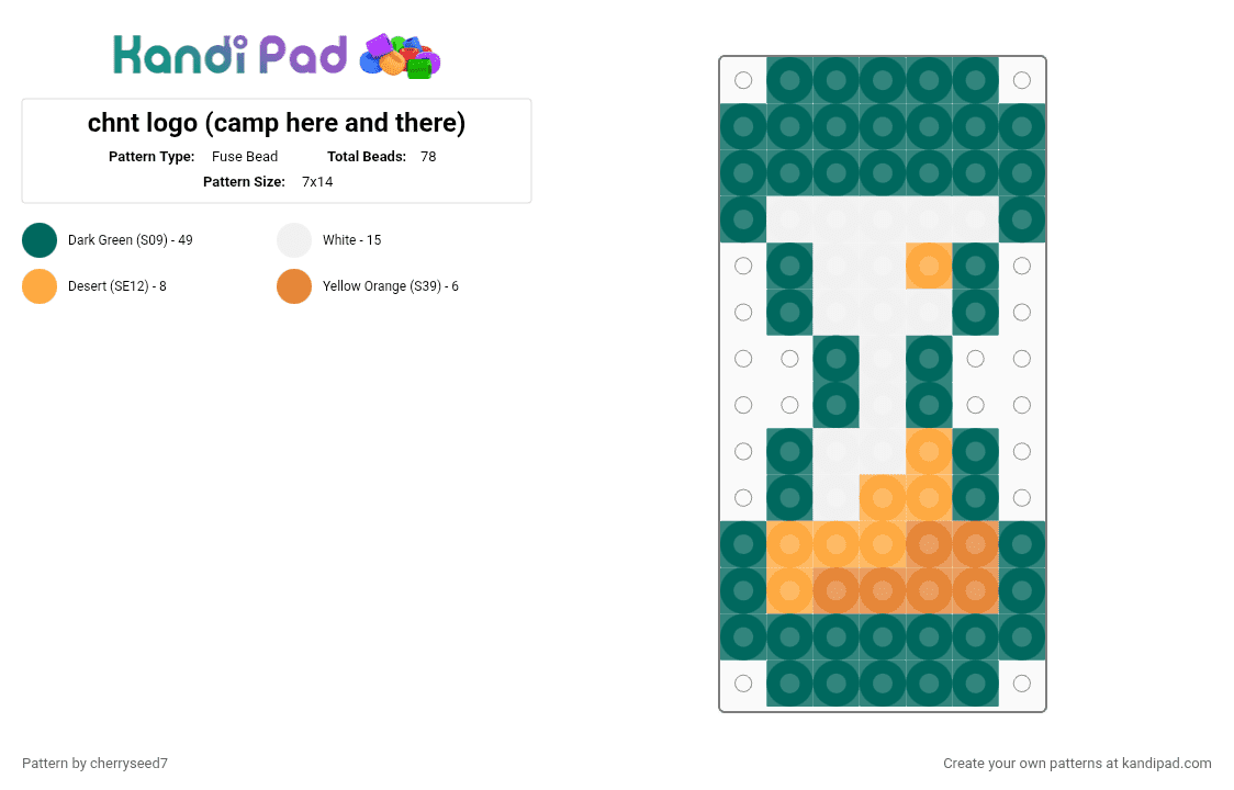 chnt logo (camp here and there) - Fuse Bead Pattern by cherryseed7 on Kandi Pad - teal