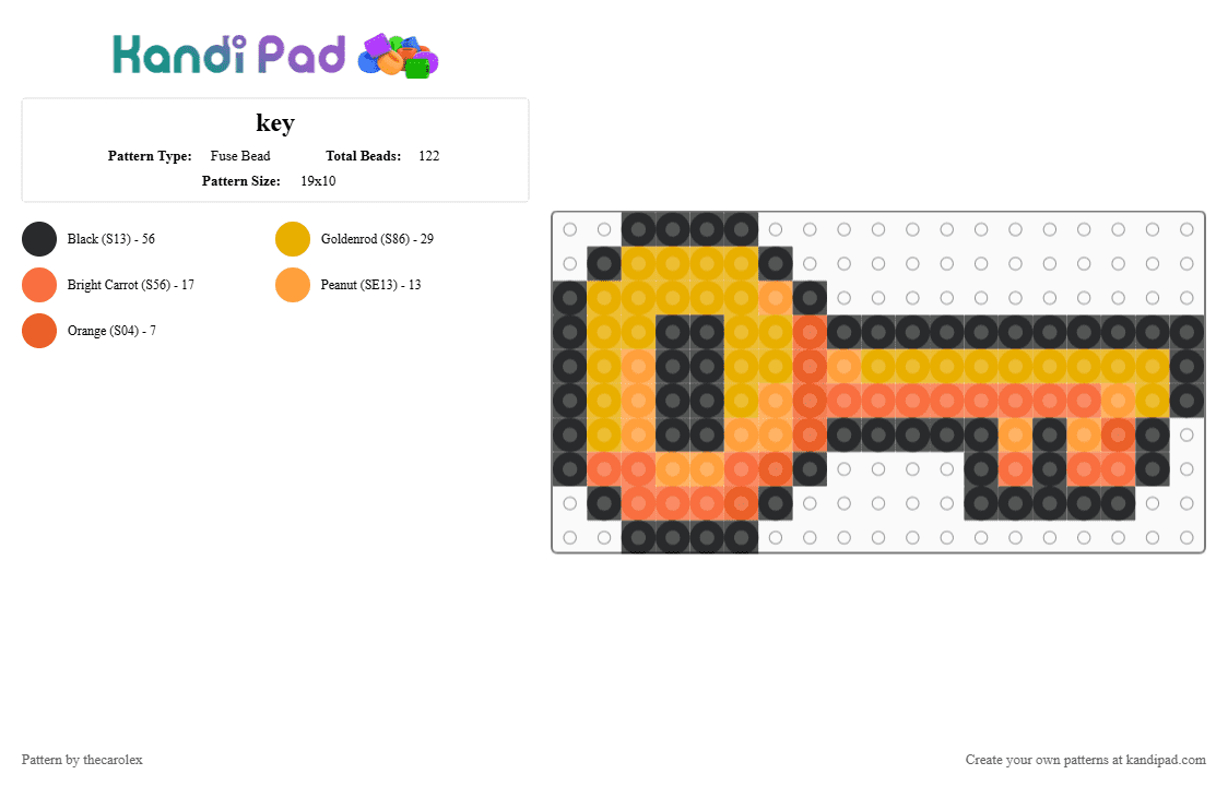 key - Fuse Bead Pattern by thecarolex on Kandi Pad - orange,black