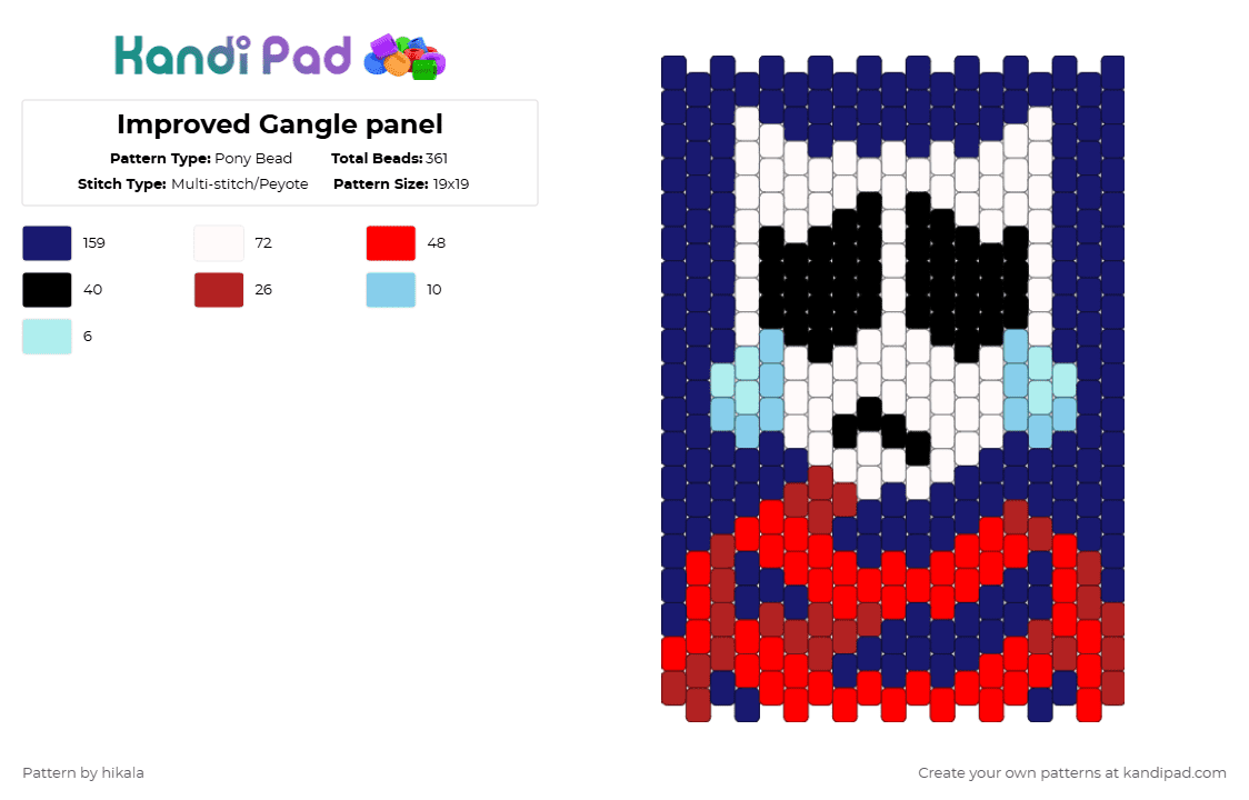Improved Gangle panel Pony Bead Pattern - Kandi Pad | Kandi Patterns ...