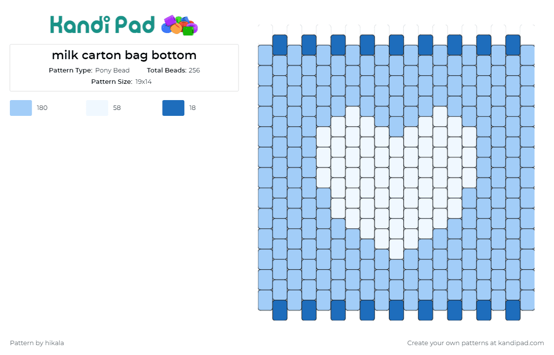 milk carton bag bottom - Pony Bead Pattern by hikala on Kandi Pad - milk,panel,bag,heart,love,blue,white,crisp design,tranquil,beadwork