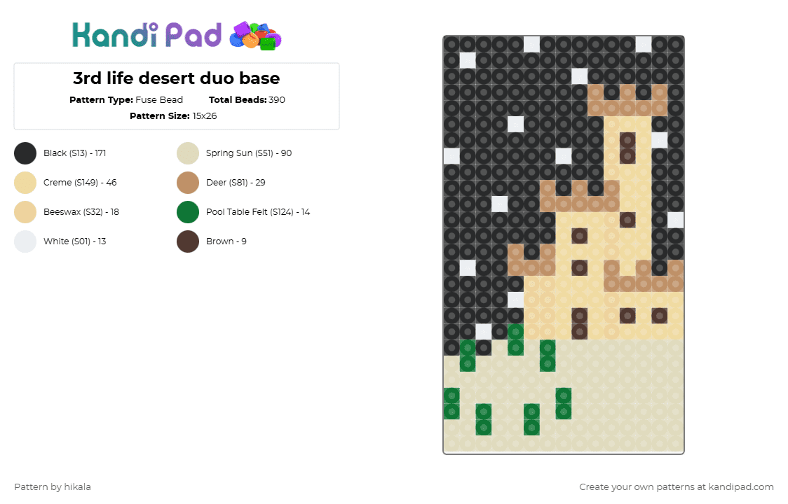 3rd life desert duo base - Fuse Bead Pattern by hikala on Kandi Pad - beige,grian,goodtimeswithscar,gtws,grain,life series,3rd life,desert