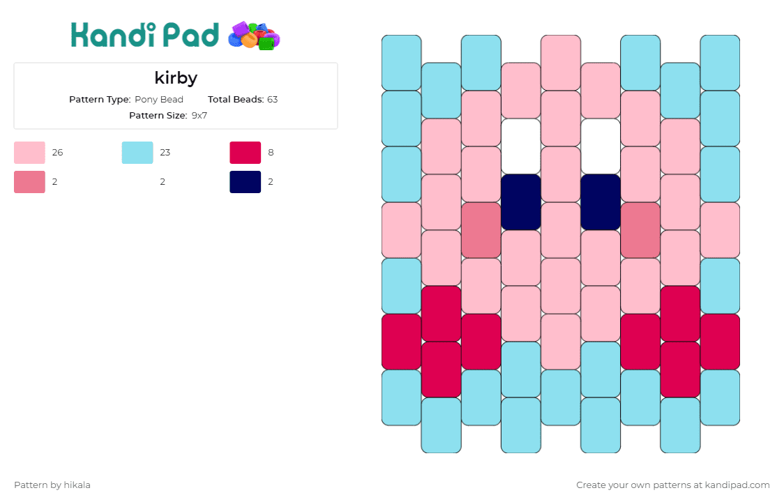 kirby - Pony Bead Pattern by hikala on Kandi Pad - kirby,nintendo,video games