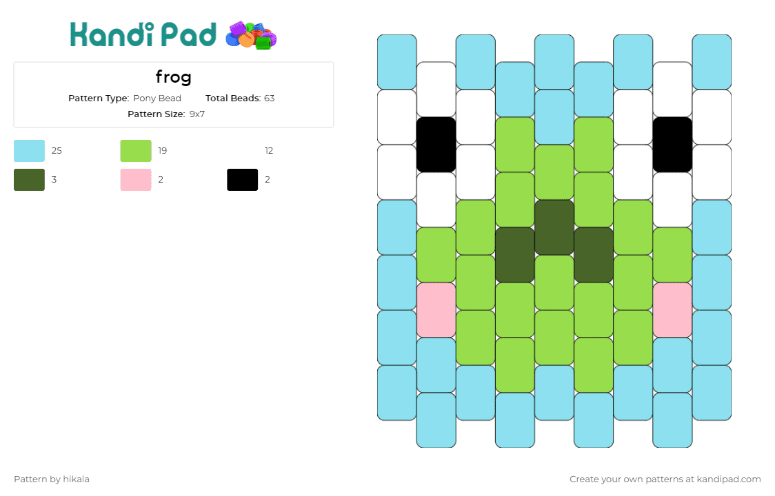 frog - Pony Bead Pattern by hikala on Kandi Pad - frog,cute