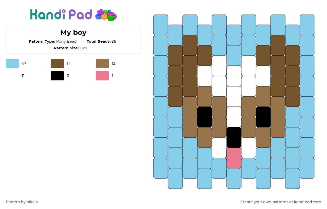 My boy - Pony Bead Pattern by hikala on Kandi Pad - dog,puppy,animal,cute,adorable,furry,blue,brown,white