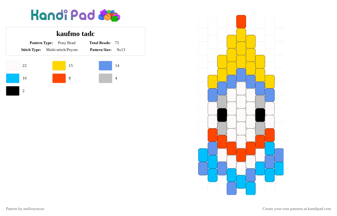 kaufmo tadc - Pony Bead Pattern by mallorywcue on Kandi Pad - light blue,yellow