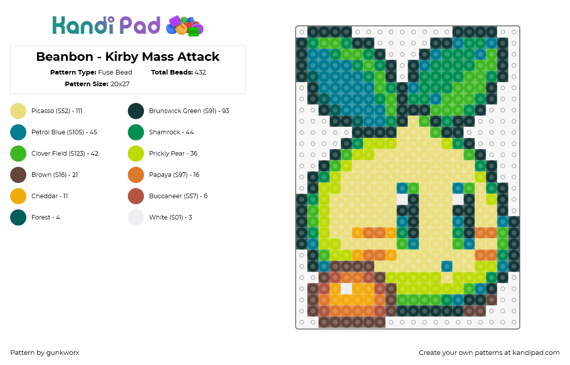 Beanbon - Kirby Mass Attack Fuse Bead Pattern - Kandi Pad | Kandi ...