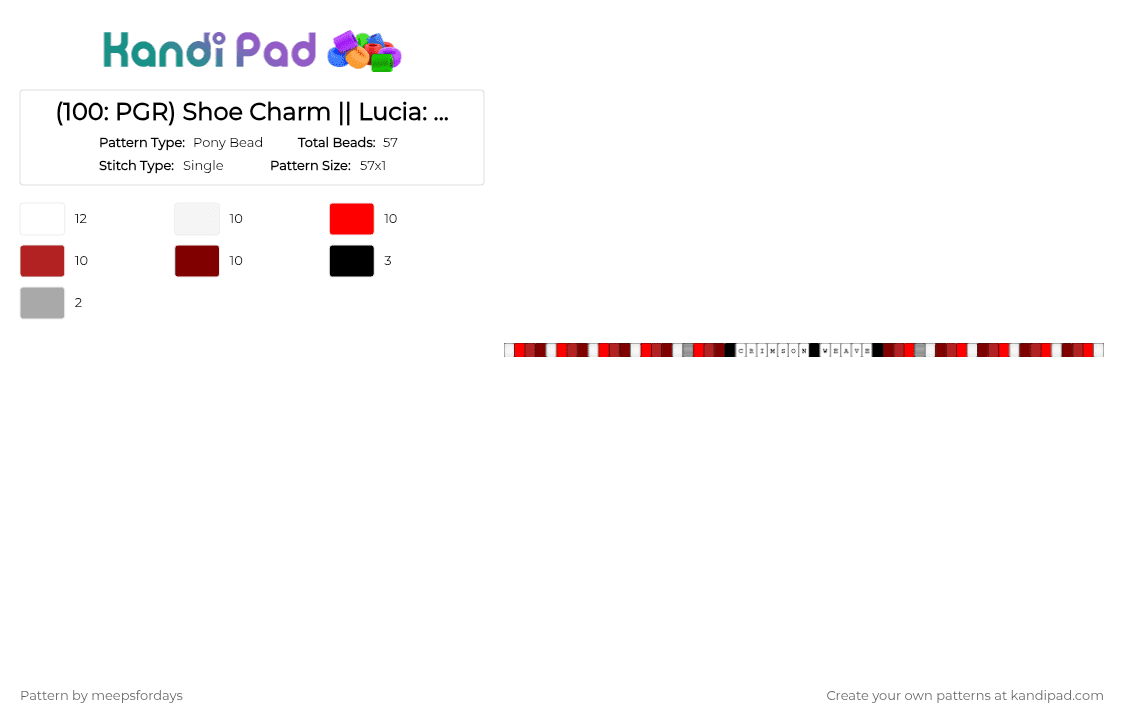 (8.1.2) Lucia: Crimson Weave - Pony Bead Pattern by meepsfordays on Kandi Pad - red