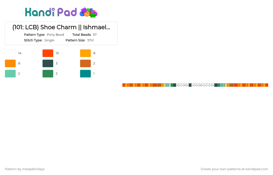 (8.1.1) Ishmael: Blind Obsession - Pony Bead Pattern by meepsfordays on Kandi Pad - red,orange