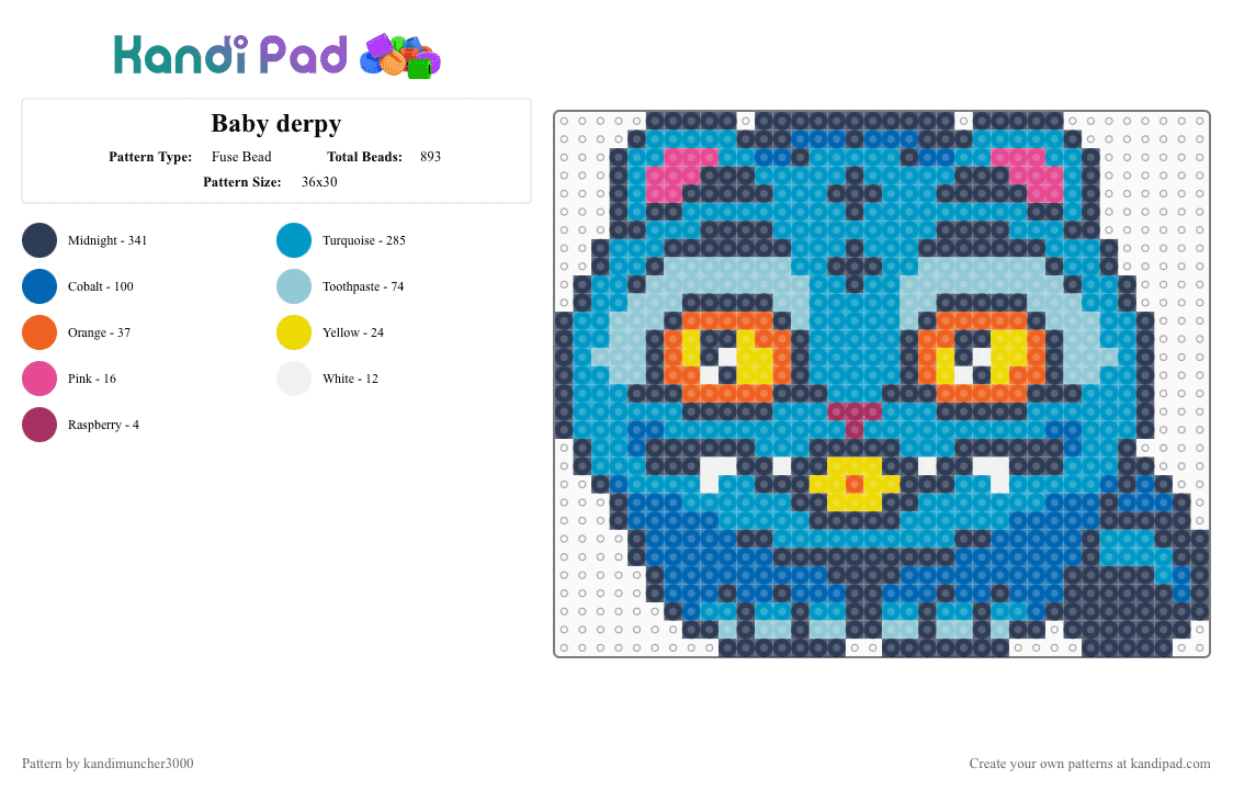 Baby derpy - Fuse Bead Pattern by deleted_user_323157 on Kandi Pad - purple,light blue