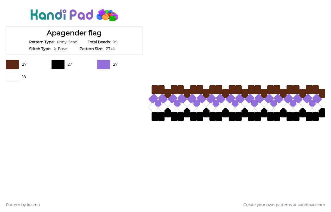 Apagender flag - Pony Bead Pattern by kosmo on Kandi Pad - brown,purple