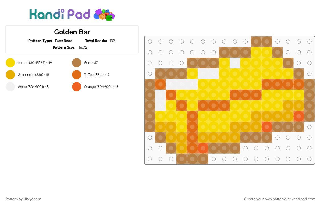 Golden Bar - Fuse Bead Pattern by lillalygnern on Kandi Pad - yellow