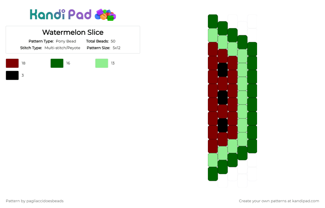 Watermelon Slice - Pony Bead Pattern by pagliaccidoesbeads on Kandi Pad - brown,green
