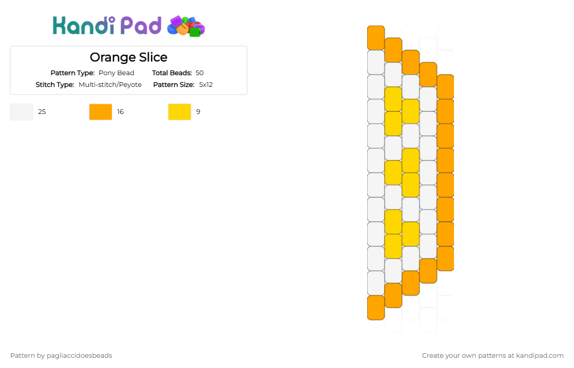 Orange Slice - Pony Bead Pattern by pagliaccidoesbeads on Kandi Pad - yellow,orange