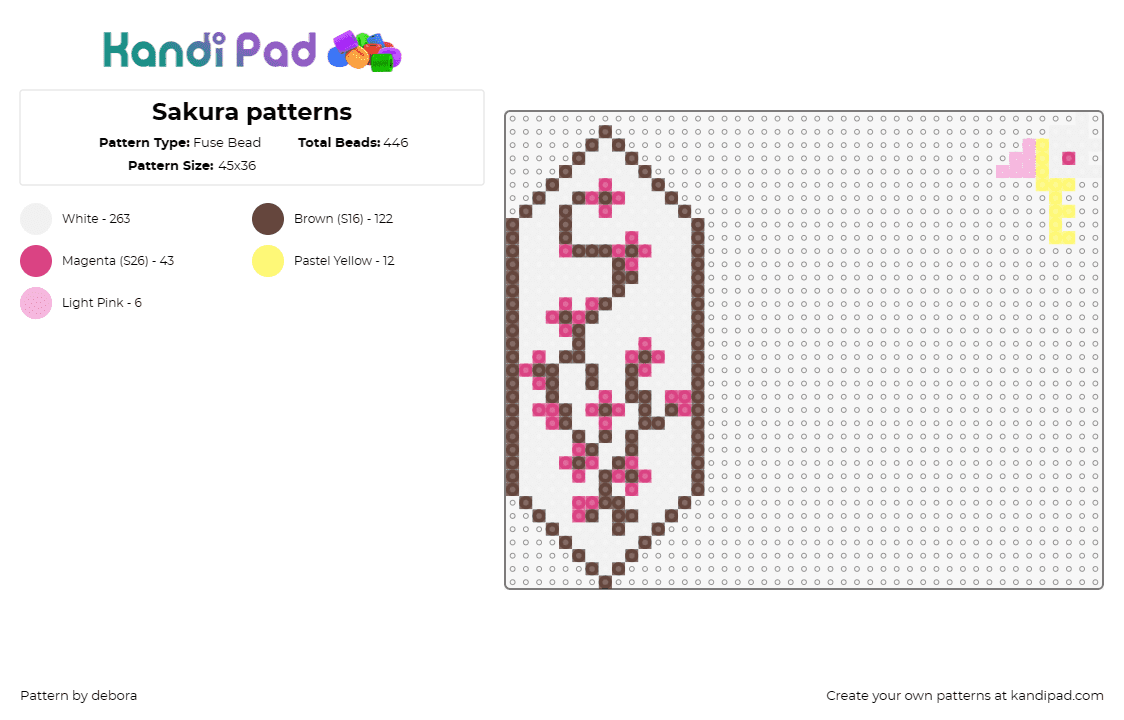 Sakura patterns - Fuse Bead Pattern by debora on Kandi Pad - sakura,cherry blossom,japanese,tree,flowers,white,pink