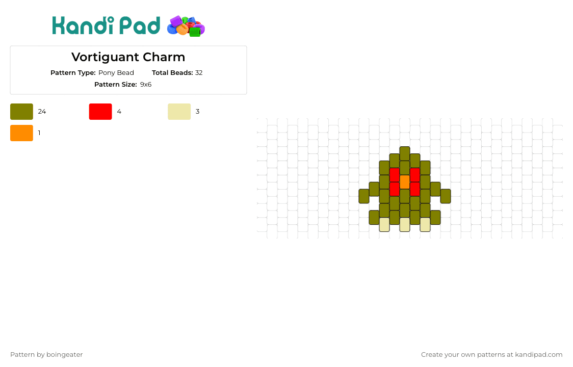 Vortiguant Charm - Pony Bead Pattern by boingeater on Kandi Pad - vortiguant,half-life,charm,video game,creature,green
