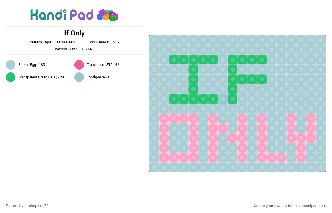 If Only - Fuse Bead Pattern by mrshopkins73 on Kandi Pad - 