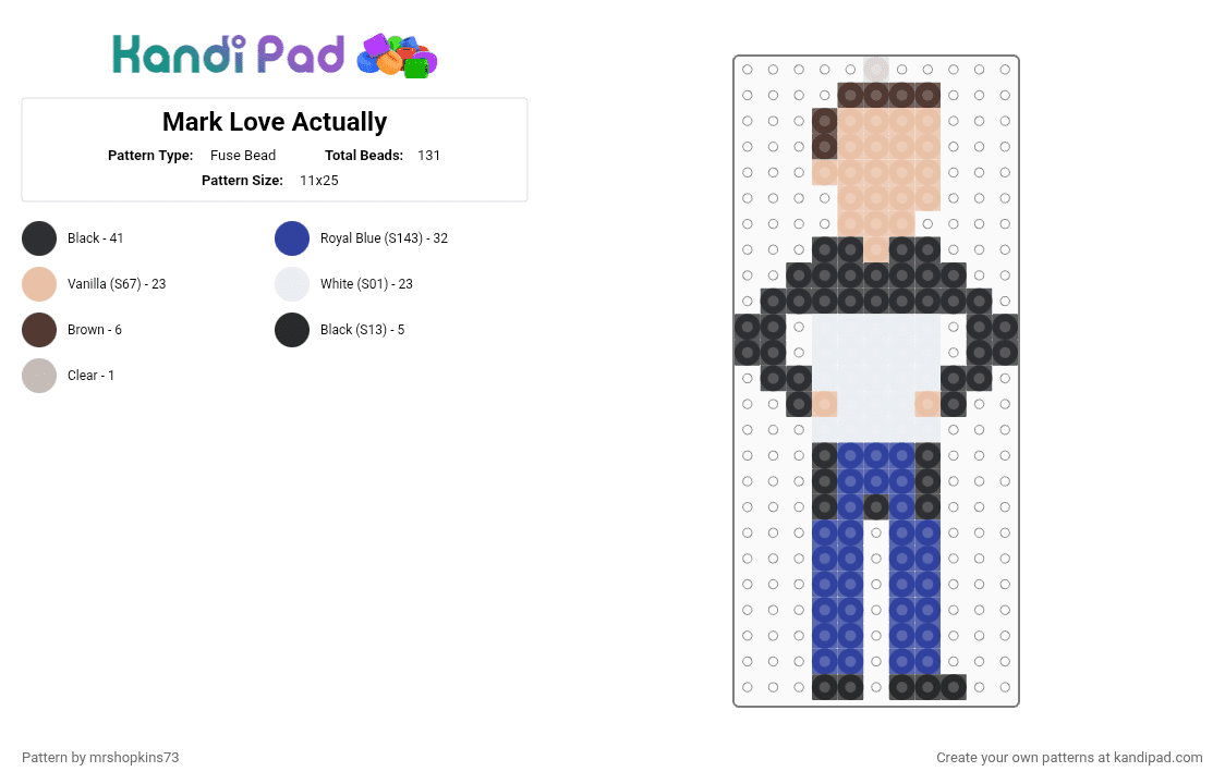Mark Love Actually - Fuse Bead Pattern by mrshopkins73 on Kandi Pad - beige,purple