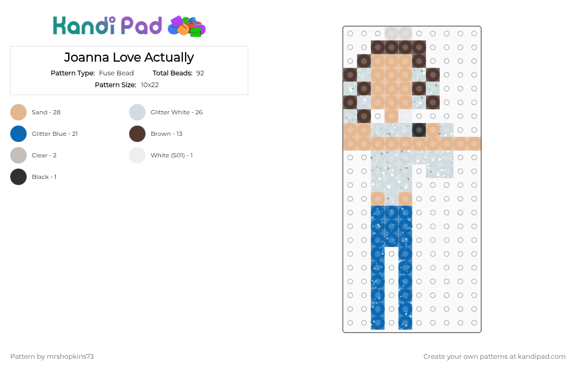 Joanna Love Actually - Fuse Bead Pattern by mrshopkins73 on Kandi Pad - beige,blue