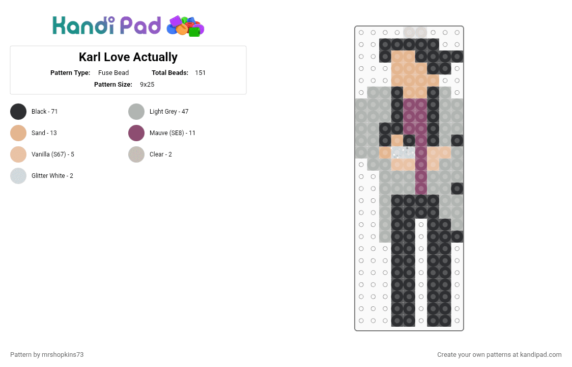 Karl Love Actually - Fuse Bead Pattern by mrshopkins73 on Kandi Pad - beige