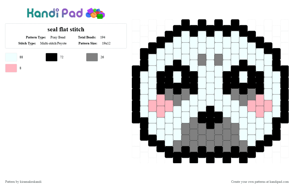 seal flat stitch - Pony Bead Pattern by kiramakeskandi on Kandi Pad - white,gray