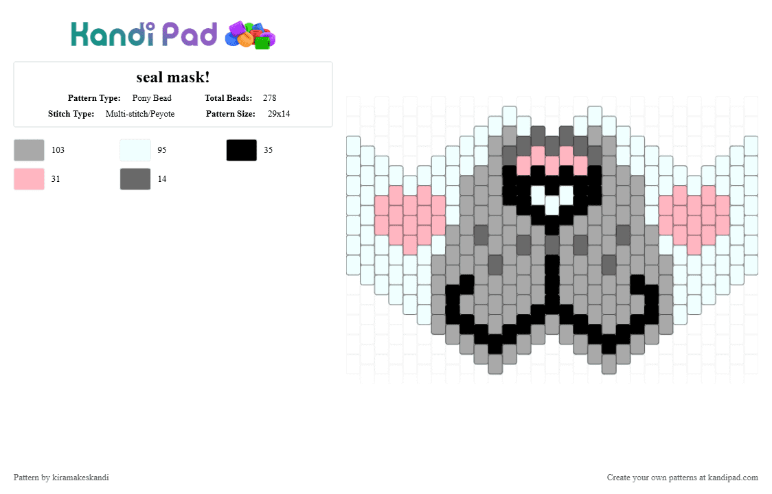 seal mask! - Pony Bead Pattern by kiramakeskandi on Kandi Pad - beige