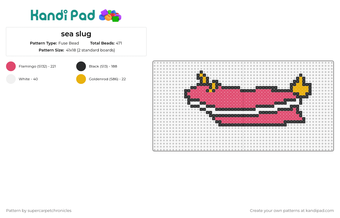 sea slug - Fuse Bead Pattern by supercarpetchronicles on Kandi Pad - sea slug,animal,pink