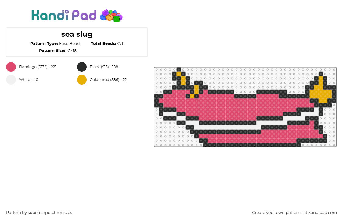 sea slug - Fuse Bead Pattern by supercarpetchronicles on Kandi Pad - sea slug,animal,pink