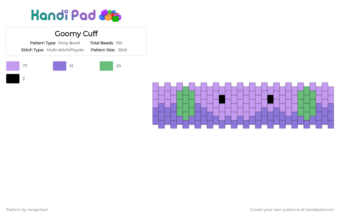 Goomy Cuff - Pony Bead Pattern by racaprisun on Kandi Pad - blue, pink