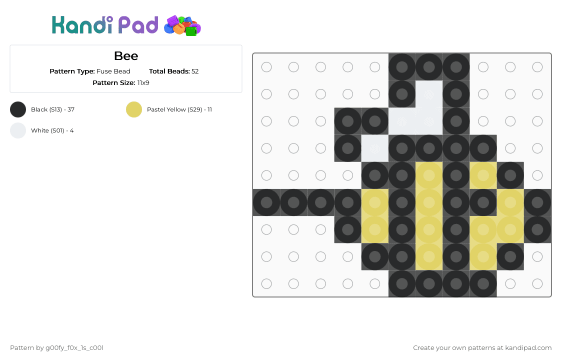 Bee - Fuse Bead Pattern by g00fy_f0x_1s_c00l on Kandi Pad - black,yellow,white,bee