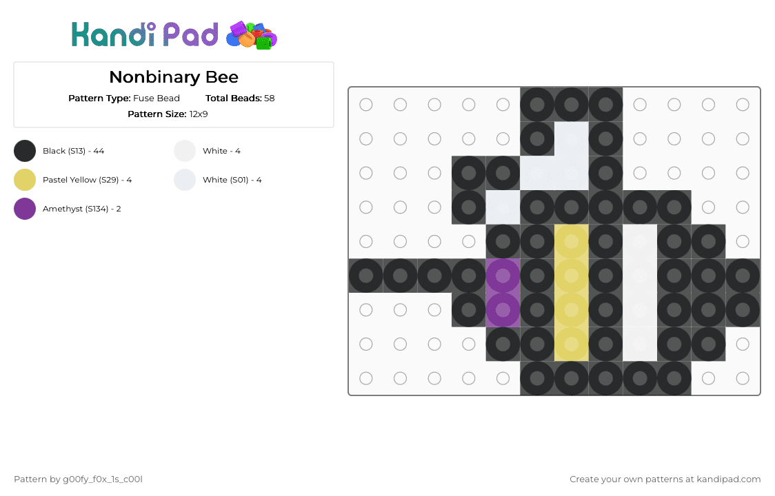 Nonbinary Bee - Fuse Bead Pattern by g00fy_f0x_1s_c00l on Kandi Pad - black,pink,yellow,bee,nonbinary