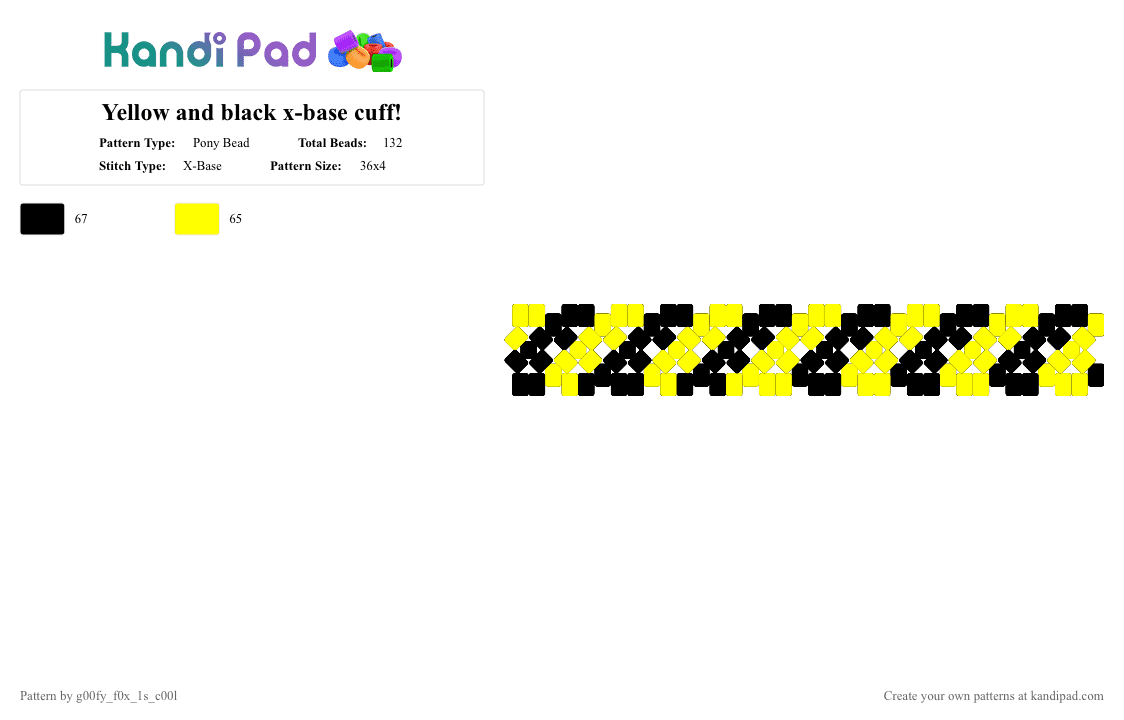 Yellow and black x-base cuff! - Pony Bead Pattern by goofy_goobers on Kandi Pad - bee, black, x, xbase, yellow