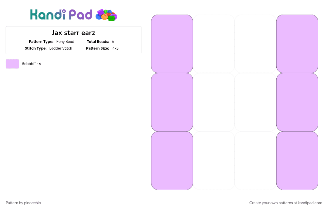 Jax starr earz - Pony Bead Pattern by pinocchio on Kandi Pad - pink