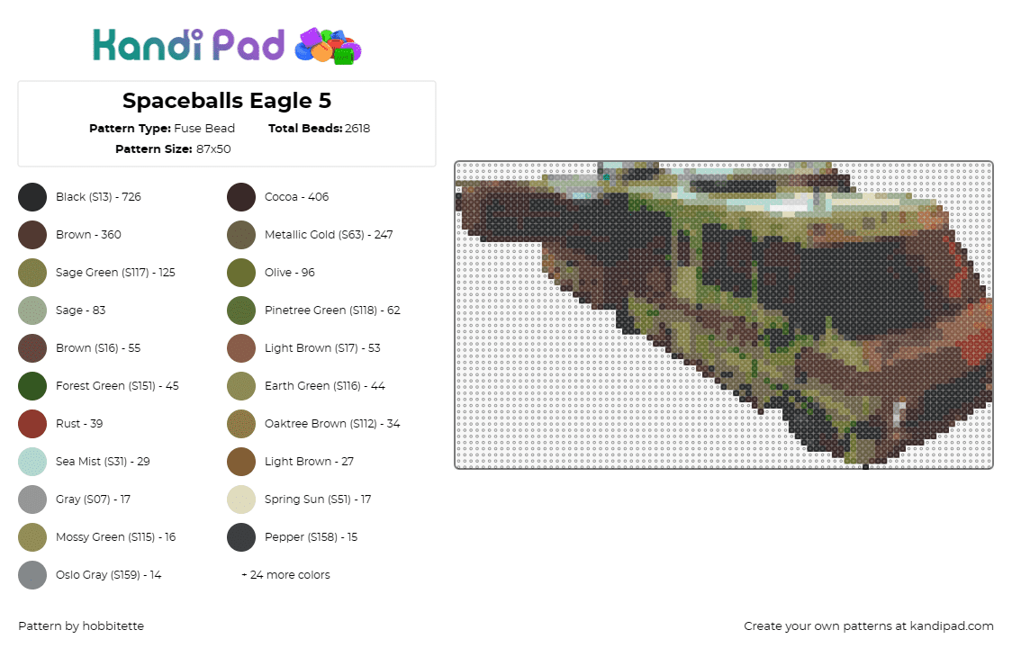 Spaceballs Eagle 5 - Fuse Bead Pattern by hobbitette on Kandi Pad - spaceballs