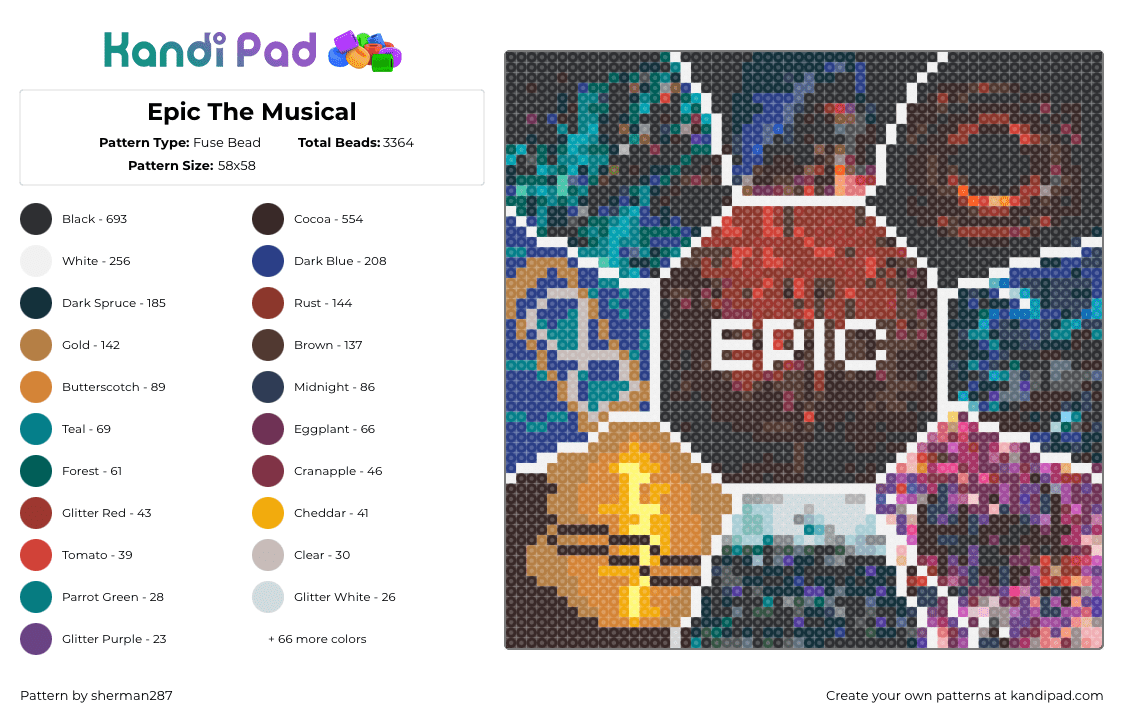 Epic The Musical - Fuse Bead Pattern by sherman287 on Kandi Pad - 