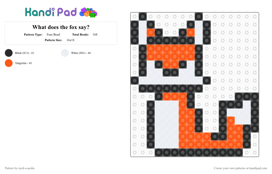 What does the fox say? - Fuse Bead Pattern by nerd-o-pedia on Kandi Pad - 