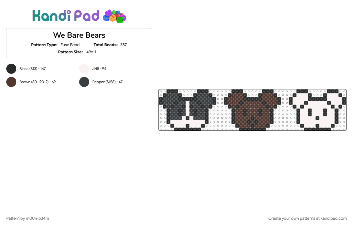 We Bare Bears - Fuse Bead Pattern by m00n-b34m on Kandi Pad - 
