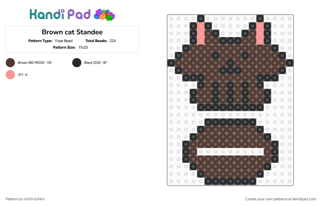 Brown cat Standee - Fuse Bead Pattern by m00n-b34m on Kandi Pad - brown, brown cat, cat, figure, kitty, stand, standee