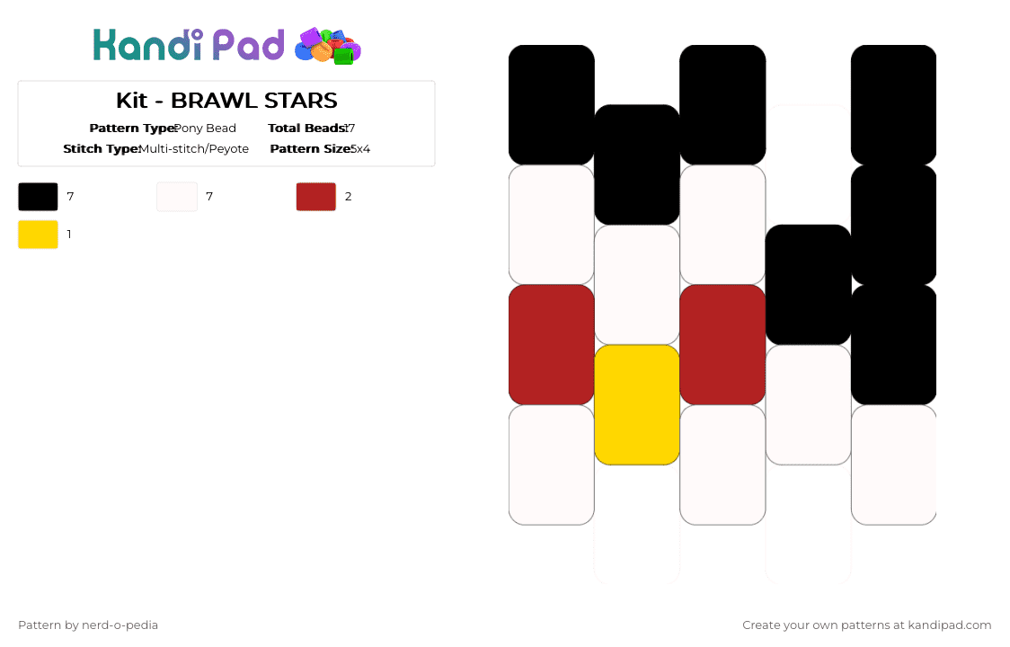 Kit - BRAWL STARS - Pony Bead Pattern by nerd-o-pedia on Kandi Pad - white,red,yellow,kit,bs,brawlstars,cat,mini