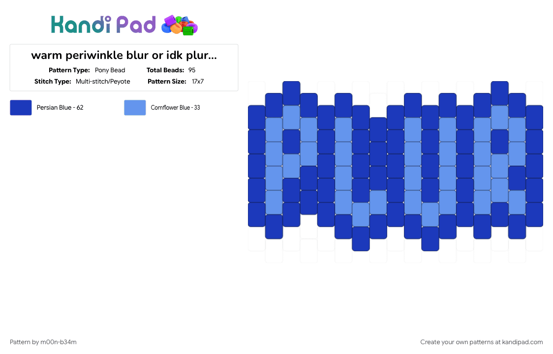 warm periwinkle blur or idk plur keychain - Pony Bead Pattern by m00n-b34m on Kandi Pad - keychain, light blue, mini, periwinkle, plur, purple
