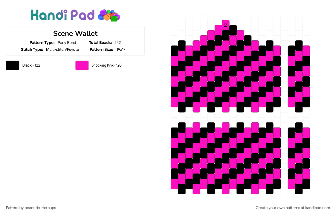 Scene Wallet - Pony Bead Pattern by m00n-b34m on Kandi Pad - 3d, black, kandi, pink, scene, wallet