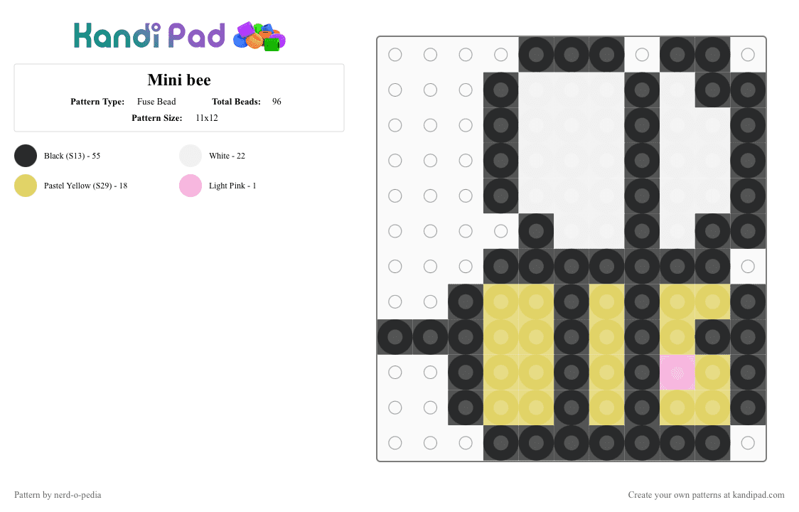 Mini bee - Fuse Bead Pattern by m00n-b34m on Kandi Pad - bee, black, cute, mini, yellow