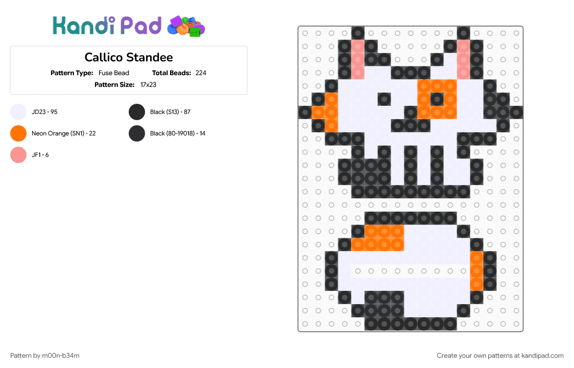 Callico Standee - Fuse Bead Pattern by m00n-b34m on Kandi Pad - 